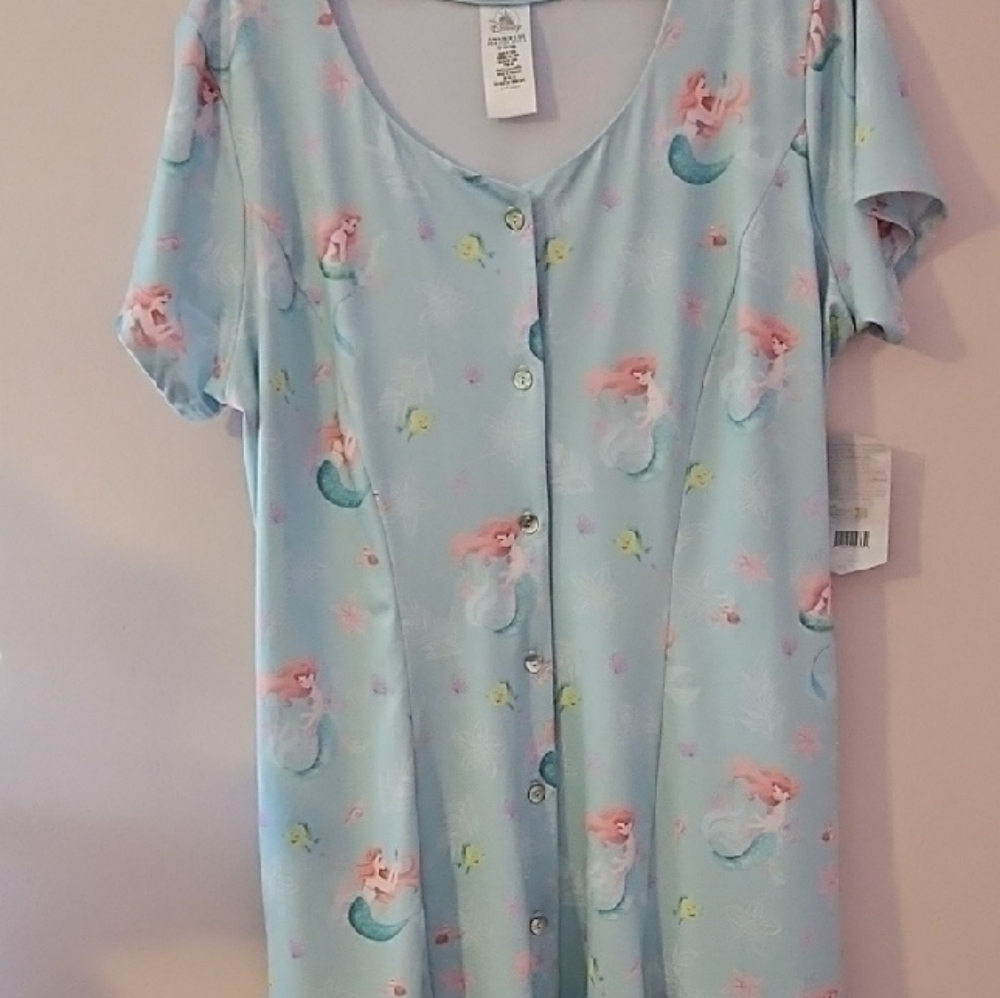 Light Blue Little Mermaid Button-Front Dress